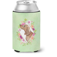 "Caroline's Treasures CK4367CC Dachshund Green Flowers Can or Bottle Hugger cold-beverage-koozies, 12 oz, Multicolor"