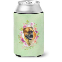 "Caroline's Treasures CK4281CC Borboel Mastiff Green Flowers Can or Bottle Hugger cold-beverage-koozies, 12 oz, Multicolor"
