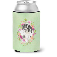 "Caroline's Treasures CK4399CC English Pointer Green Flowers Can or Bottle Hugger cold-beverage-koozies, 12 oz, Multicolor"