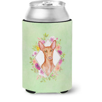 "Caroline's Treasures CK4328CC Pharaoh Hound Green Flowers Can or Bottle Hugger cold-beverage-koozies, 12 oz, Multicolor"
