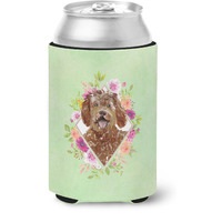 "Caroline's Treasures CK4388CC Labradoodle Green Flowers Can or Bottle Hugger cold-beverage-koozies, 12 oz, Multicolor"