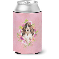 "Caroline's Treasures Brown Parti Cocker Spaniel Pink Flowers Can or Bottle Hugger cold-beverage-koozies, 12 oz, Multicolor"