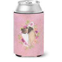 "Caroline's Treasures CK4234CC Fawn Dane Pink Flowers Can or Bottle Hugger cold-beverage-koozies, 12 oz, Multicolor"