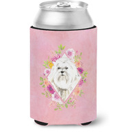 "Caroline's Treasures CK4223CC Maltese Pink Flowers Can or Bottle Hugger cold-beverage-koozies, 12 oz, Multicolor"