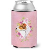"Caroline's Treasures Jack Russell Terrier #2 Pink Flowers Can or Bottle Hugger cold-beverage-koozies, 12 oz, Multicolor"