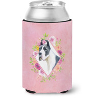 "Caroline's Treasures CK4150CC Dane Pink Flowers Can or Bottle Hugger cold-beverage-koozies, 12 oz, Multicolor"