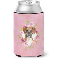 "Caroline's Treasures CK4255CC Boxer Pink Flowers Can or Bottle Hugger cold-beverage-koozies, 12 oz, Multicolor"