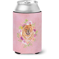 "Caroline's Treasures CK4131CC Chow #1 Pink Flowers Can or Bottle Hugger cold-beverage-koozies, 12 oz, Multicolor"