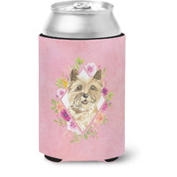 "Caroline's Treasures CK4250CC Cairn Terrier Pink Flowers Can or Bottle Hugger cold-beverage-koozies, 12 oz, Multicolor"