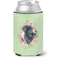 "Caroline's Treasures CK4338CC Giant Schnauzer Green Flowers Can or Bottle Hugger cold-beverage-koozies, 12 oz, Multicolor"