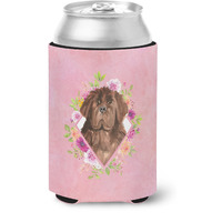 "Caroline's Treasures CK4221CC Newfoundland Pink Flowers Can or Bottle Hugger cold-beverage-koozies, 12 oz, Multicolor"