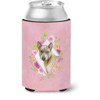 "Caroline's Treasures CK4188CC Thai Ridgeback Pink Flowers Can or Bottle Hugger cold-beverage-koozies, 12 oz, Multicolor"