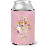 "Caroline's Treasures Yellow Labrador Retriever Pink Flowers Can or Bottle Hugger cold-beverage-koozies, 12 oz, Multicolor"