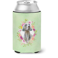 "Caroline's Treasures CK4351CC Weimaraner Green Flowers Can or Bottle Hugger cold-beverage-koozies, 12 oz, Multicolor"