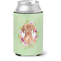 "Caroline's Treasures CK4392CC Vizsla Green Flowers Can or Bottle Hugger cold-beverage-koozies, 12 oz, Multicolor"