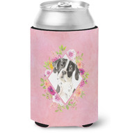 "Caroline's Treasures CK4239CC English Pointer Pink Flowers Can or Bottle Hugger cold-beverage-koozies, 12 oz, Multicolor"