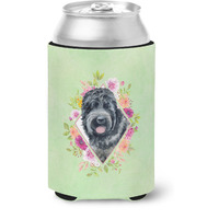 "Caroline's Treasures Russian Black Terrier Green Flowers Can or Bottle Hugger cold-beverage-koozies, 12 oz, Multicolor"