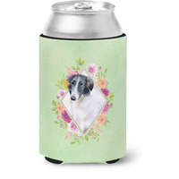 "Caroline's Treasures CK4282CC Borzoi Green Flowers Can or Bottle Hugger cold-beverage-koozies, 12 oz, Multicolor"
