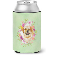 "Caroline's Treasures CK4309CC Golden Retriever Green Flowers Can or Bottle Hugger cold-beverage-koozies, 12 oz, Multicolor"