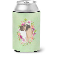 "Caroline's Treasures CK4394CC Fawn Dane Green Flowers Can or Bottle Hugger cold-beverage-koozies, 12 oz, Multicolor"