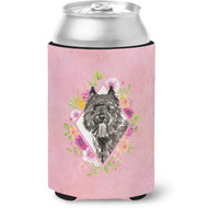 "Caroline's Treasures CK4256CC Bouvier des Flandres Pink Flowers Can or Bottle Hugger cold-beverage-koozies, 12 oz, Multicolor"