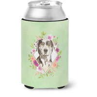 "Caroline's Treasures Catahoula Leopard Dog Green Flowers Can or Bottle Hugger cold-beverage-koozies, 12 oz, Multicolor"
