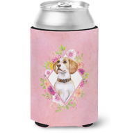 "Caroline's Treasures CK4117CC Beagle Pink Flowers Can or Bottle Hugger cold-beverage-koozies, 12 oz, Multicolor"