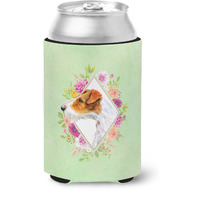 "Caroline's Treasures Jack Russell Terrier #2 Green Flowers Can or Bottle Hugger cold-beverage-koozies, 12 oz, Multicolor"