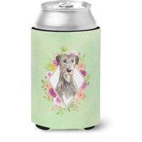 "Caroline's Treasures CK4391CC Irish Wolfhound Green Flowers Can or Bottle Hugger cold-beverage-koozies, 12 oz, Multicolor"