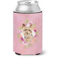 "Caroline's Treasures CK4197CC Yorkie Pink Flowers Can or Bottle Hugger cold-beverage-koozies, 12 oz, Multicolor"