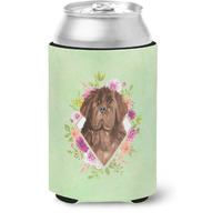 "Caroline's Treasures CK4381CC Newfoundland Green Flowers Can or Bottle Hugger cold-beverage-koozies, 12 oz, Multicolor"