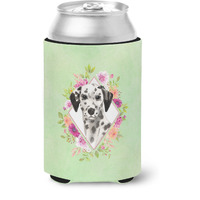 "Caroline's Treasures CK4402CC Dalmatian Green Flowers Can or Bottle Hugger cold-beverage-koozies, 12 oz, Multicolor"