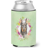"Caroline's Treasures CK4401CC Doberman Pinsher Green Flowers Can or Bottle Hugger cold-beverage-koozies, 12 oz, Multicolor"