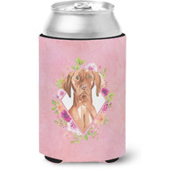 "Caroline's Treasures CK4232CC Vizsla Pink Flowers Can or Bottle Hugger cold-beverage-koozies, 12 oz, Multicolor"