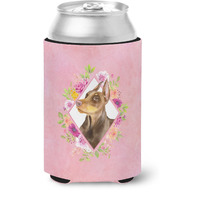 "Caroline's Treasures CK4138CC Doberman Pinscher Pink Flowers Can or Bottle Hugger cold-beverage-koozies, 12 oz, Multicolor"