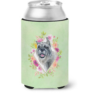 "Caroline's Treasures CK4339CC Schnauzer Green Flowers Can or Bottle Hugger cold-beverage-koozies, 12 oz, Multicolor"