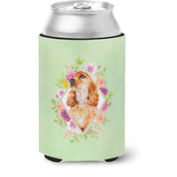 "Caroline's Treasures CK4293CC Chow #2 Green Flowers Can or Bottle Hugger cold-beverage-koozies, 12 oz, Multicolor"