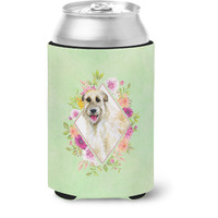 "Caroline's Treasures CK4313CC Irish Wolfhound Green Flowers Can or Bottle Hugger cold-beverage-koozies, 12 oz, Multicolor"