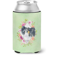 "Caroline's Treasures CK4325CC Papillon Green Flowers Can or Bottle Hugger cold-beverage-koozies, 12 oz, Multicolor"