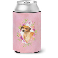 "Caroline's Treasures CK4175CC Rhodesian Ridgeback Pink Flowers Can or Bottle Hugger cold-beverage-koozies, 12 oz, Multicolor"
