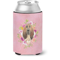 "Caroline's Treasures CK4259CC Bloodhound Pink Flowers Can or Bottle Hugger cold-beverage-koozies, 12 oz, Multicolor"