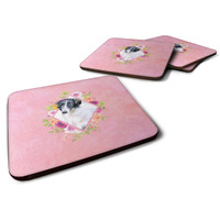 "Caroline's Treasures CK4122FC Borzoi Pink Flowers Foam Set of 4 coasters, Multicolor"