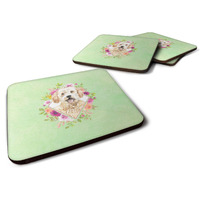 "Caroline's Treasures CK4396FC Goldendoodle Green Flowers Foam Set of 4 coasters, Multicolor"