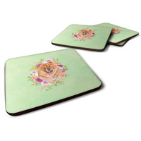 "Caroline's Treasures CK4291FC Chow #1 Green Flowers Foam Set of 4 coasters, Multicolor"