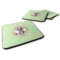 "Caroline's Treasures CK4351FC Weimaraner Green Flowers Foam Set of 4 coasters, Multicolor"