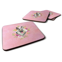 "Caroline's Treasures CK4139FC Eastern German Shepherd Pink Flowers Foam Set of 4 coasters, Multicolor"