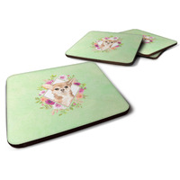 "Caroline's Treasures CK4405FC Chihuahua Green Flowers Foam Set of 4 coasters, Multicolor"
