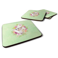 "Caroline's Treasures CK4289FC Chihuahua #2 Green Flowers Foam Set of 4 coasters, Multicolor"