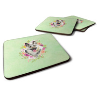 "Caroline's Treasures CK4299FC Eastern German Shepherd Green Flowers Foam Set of 4 coasters, Multicolor"