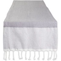 DII Gray Bordered Dobby Table Runner 15x72